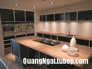 Modern trendy design black wooden kitchen